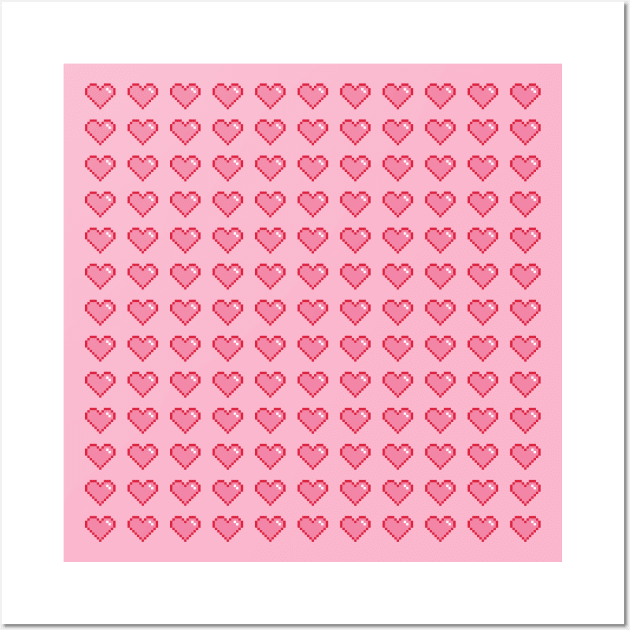 Retro Pixel Art Heart Pattern Wall Art by Michael Moreno